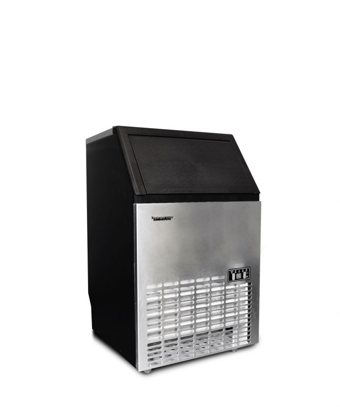 RENTAL | Ice Maker, connection with water taps, black/stainless steel 45 kg